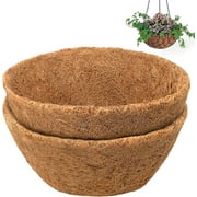 Limei 2PCS 14 inch Round Coco Liners for Hanging Basket Coconut Fiber Planter Inserts Replacement Liner for Garden Flower Pot